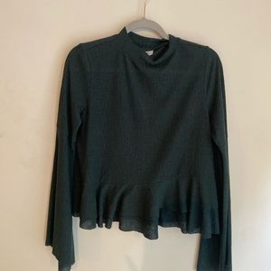 Green Peplum Turtleneck